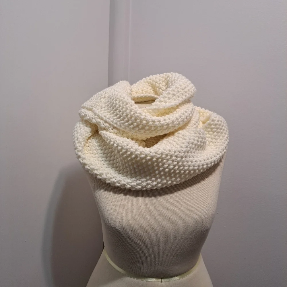 Soft Knit Cream Color Infinity Scarf